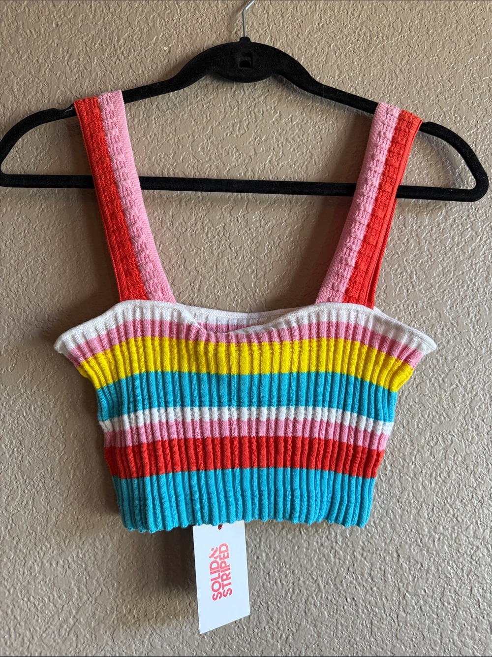 Solid Striped Rainbow Ribbed Crop Tank - Picture 3 of 5